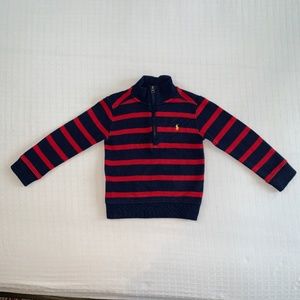 Polo Ralph Lauren Navy Blue Red Stripe Mock Turtleneck 3T Sweater Classic Preppy